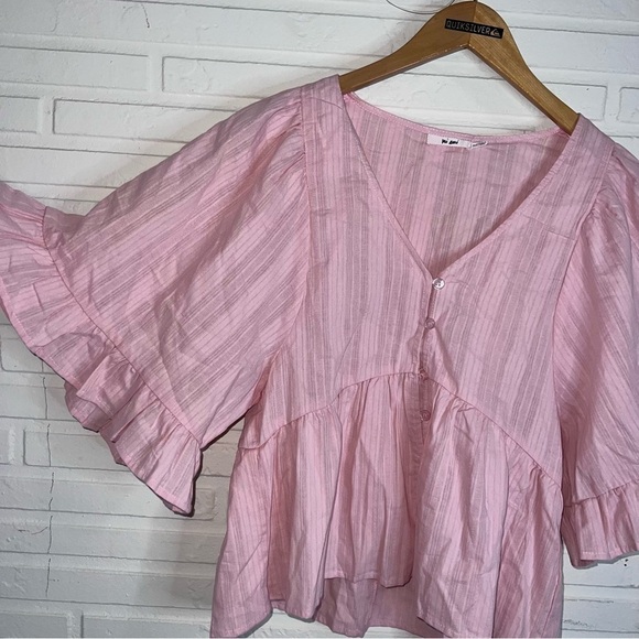 Miami Pink Flowy Ruffle Cotton Top, Women’s Size Extra Small - Picture 2 of 5